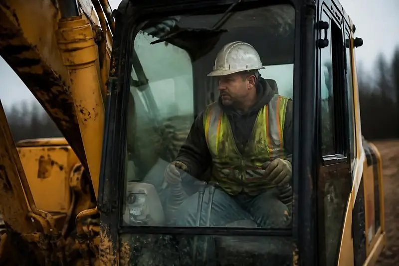 Plant operator in the cab of an excavator