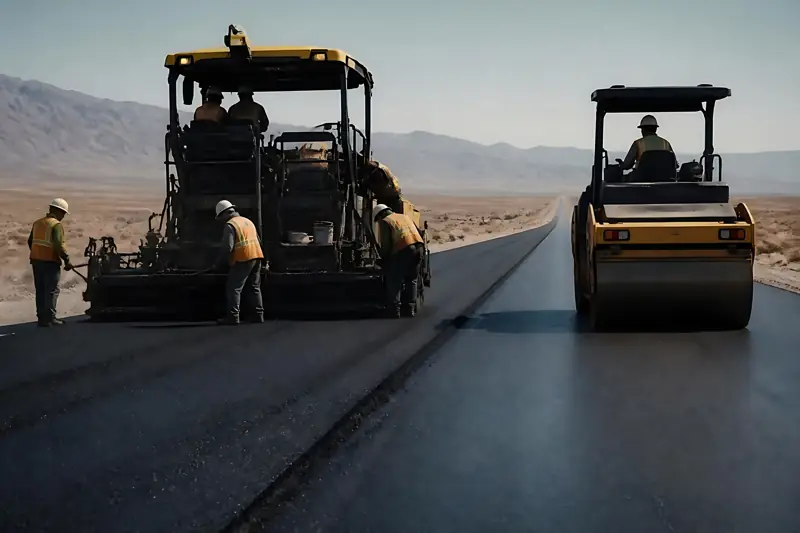 Road paving machinery at work