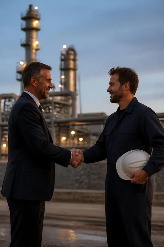 Handshake between a client representative and a site supervisor